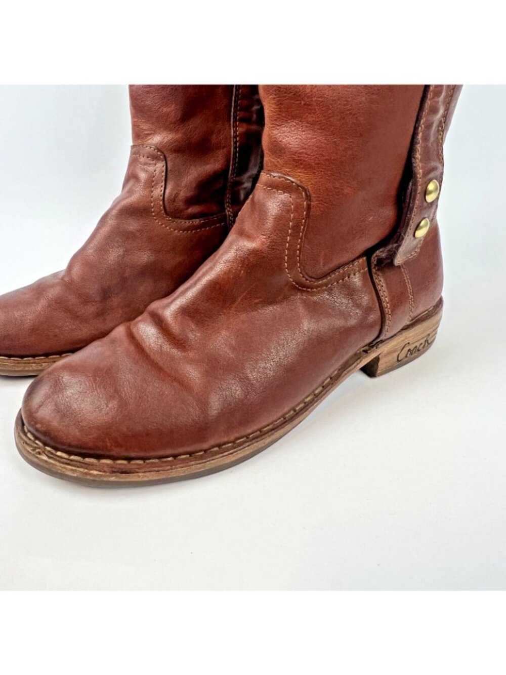 Coach Weslyn Tall Riding Boots – Whiskey Brown Leather | Women’s Size 6 - Picture 2 of 10